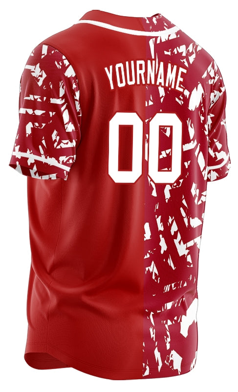 Custom Red White Twill Half Baseball Jersey
