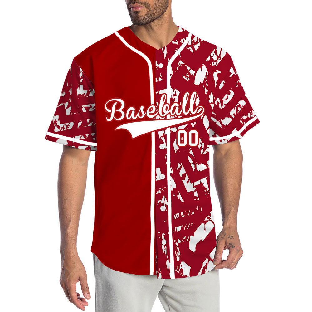 Custom Red White Twill Half Baseball Jersey