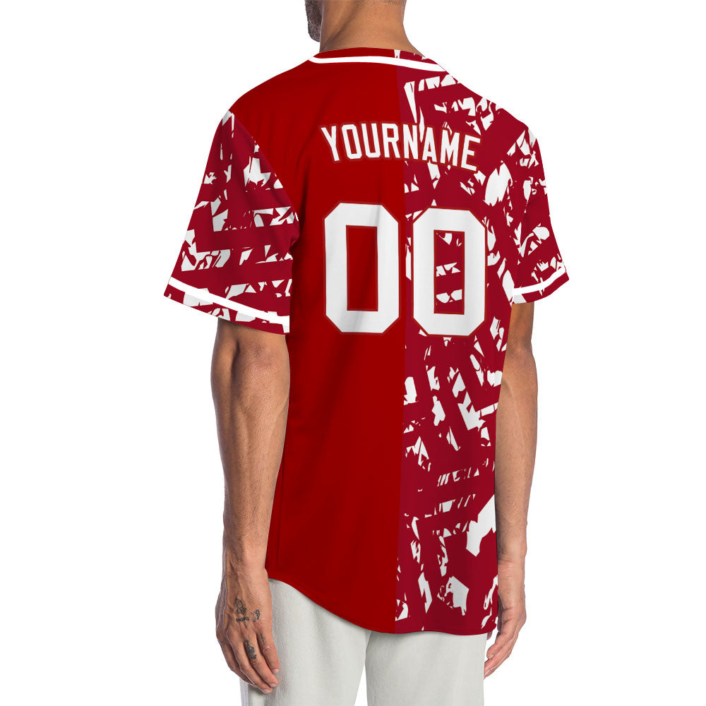 Custom Red White Twill Half Baseball Jersey