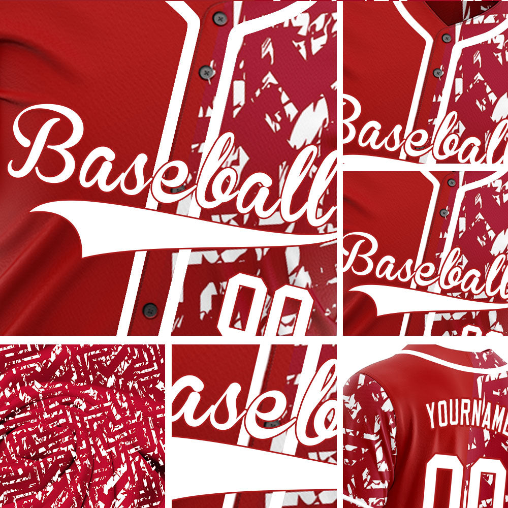 Custom Red White Twill Half Baseball Jersey