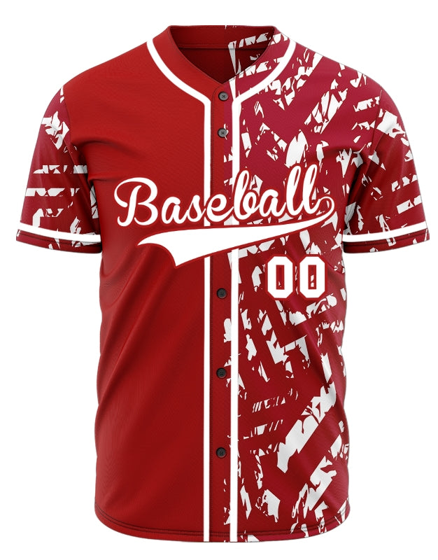 Custom Red White Twill Half Baseball Jersey