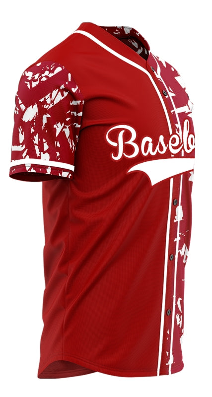 Custom Red White Twill Half Baseball Jersey