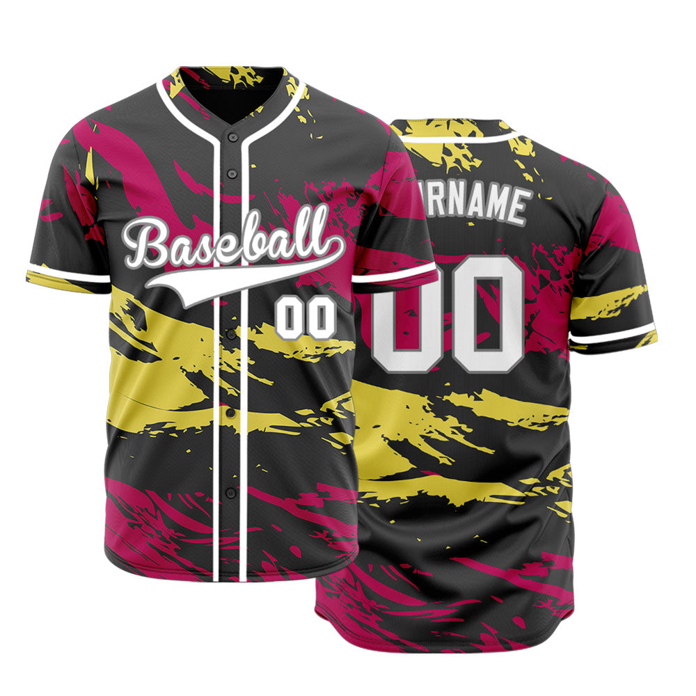 Custom Red Yellow Old Grain Baseball Jersey