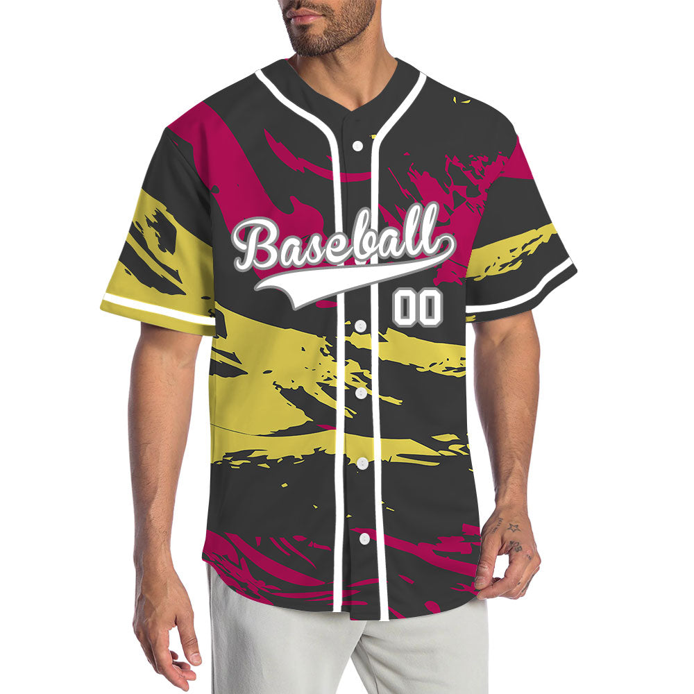 Custom Red Yellow Old Grain Baseball Jersey