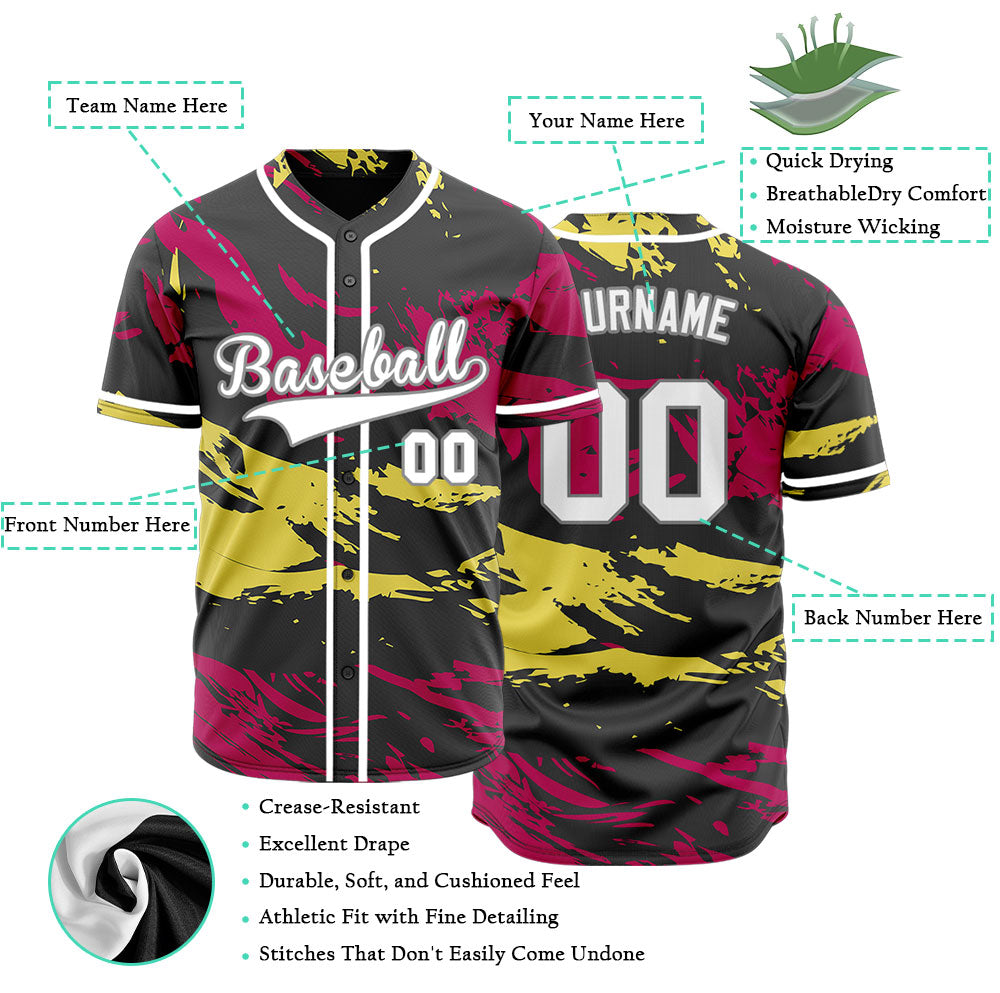 Custom Red Yellow Old Grain Baseball Jersey