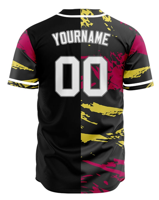 Custom Red Yellow Old Grain Half Baseball Jersey