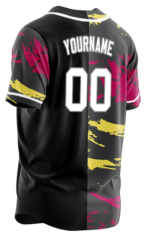 Custom Red Yellow Old Grain Half Baseball Jersey