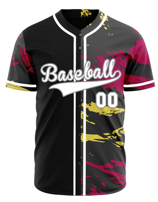 Custom Red Yellow Old Grain Half Baseball Jersey