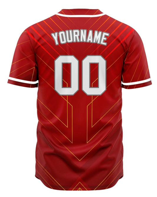 Custom Red Yellow Technology Lines Baseball Jersey