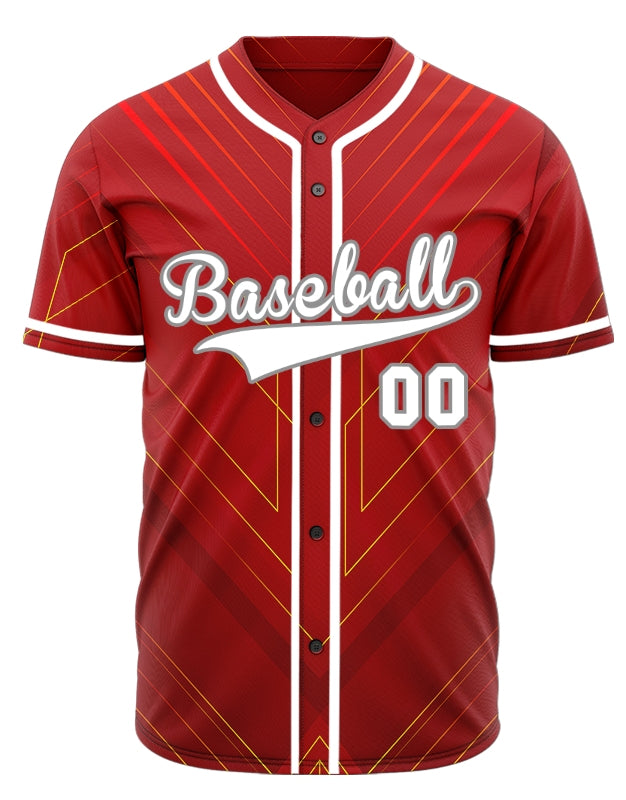 Custom Red Yellow Technology Lines Baseball Jersey