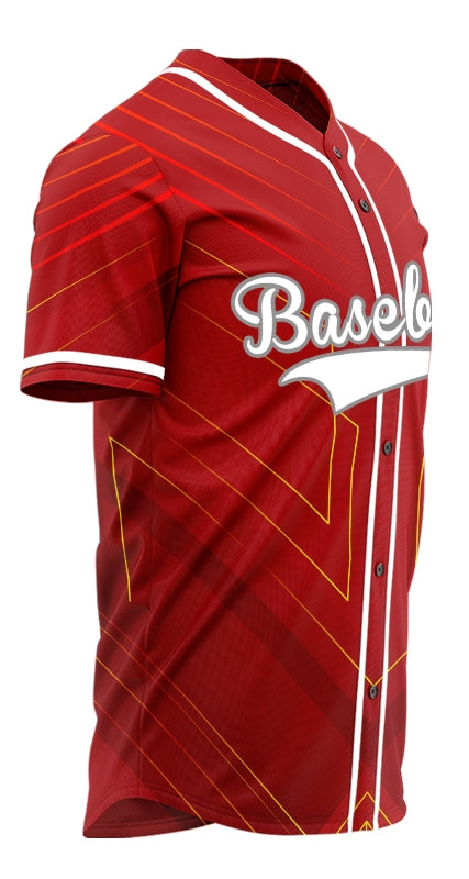 Custom Red Yellow Technology Lines Baseball Jersey