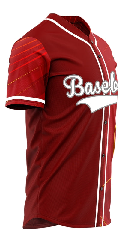 Custom Red Yellow Technology Lines Half Baseball Jersey