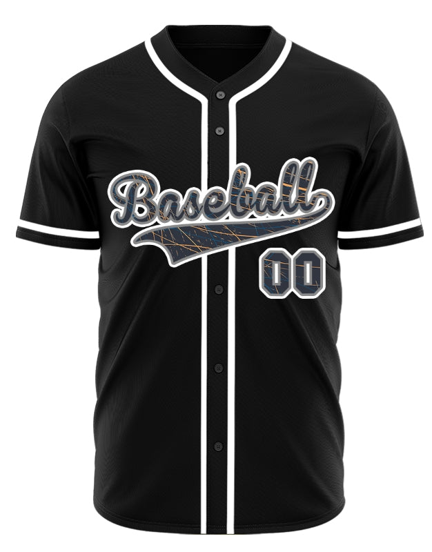 Custom Scratch Lines Black Orange Baseball Jersey