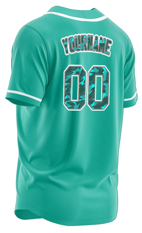 Custom Shattered Green Baseball Jersey