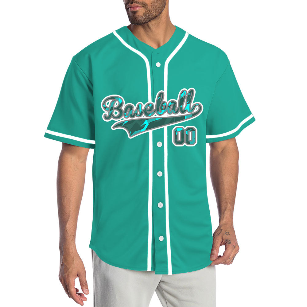 Custom Shattered Green Baseball Jersey