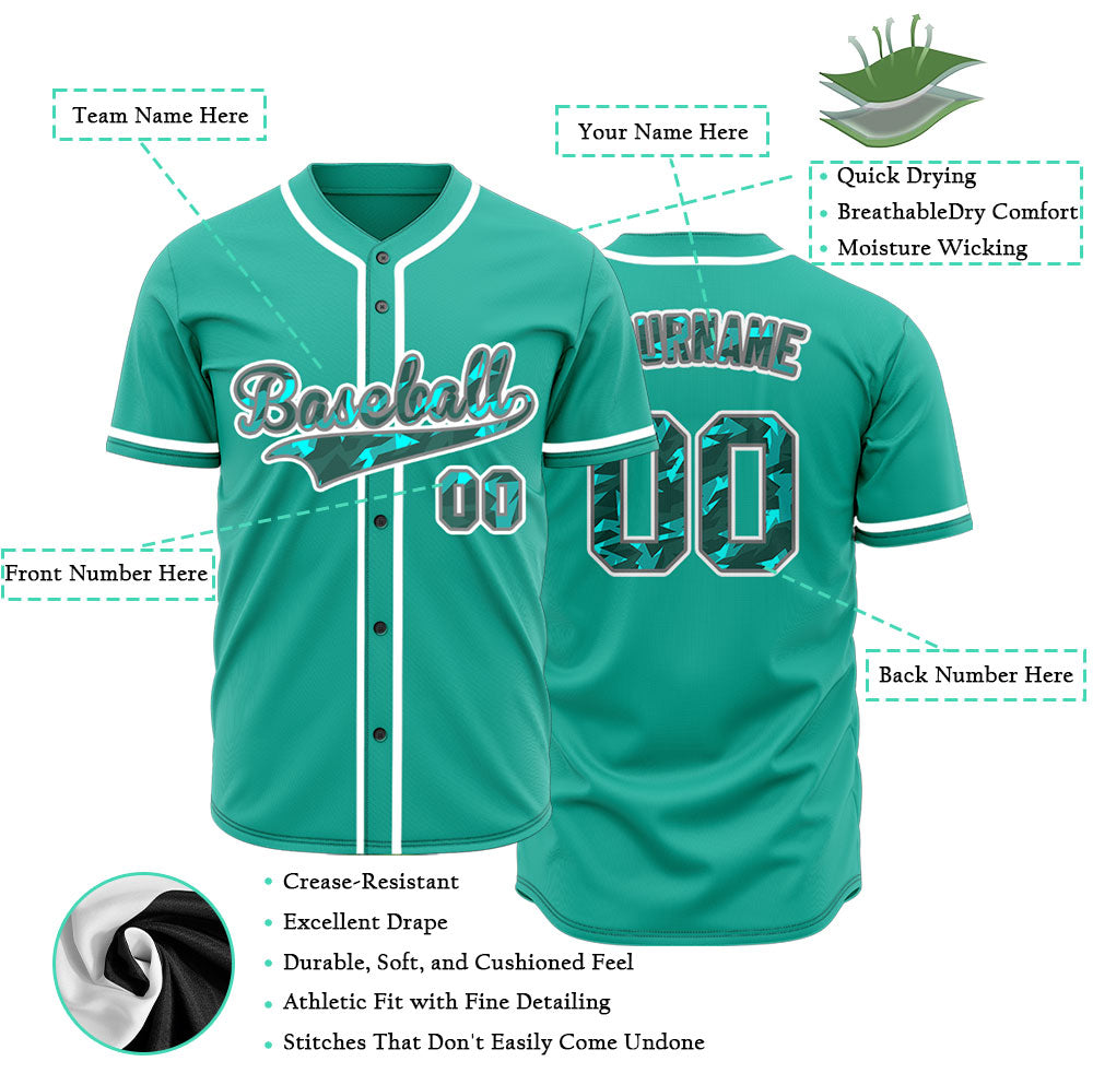 Custom Shattered Green Baseball Jersey