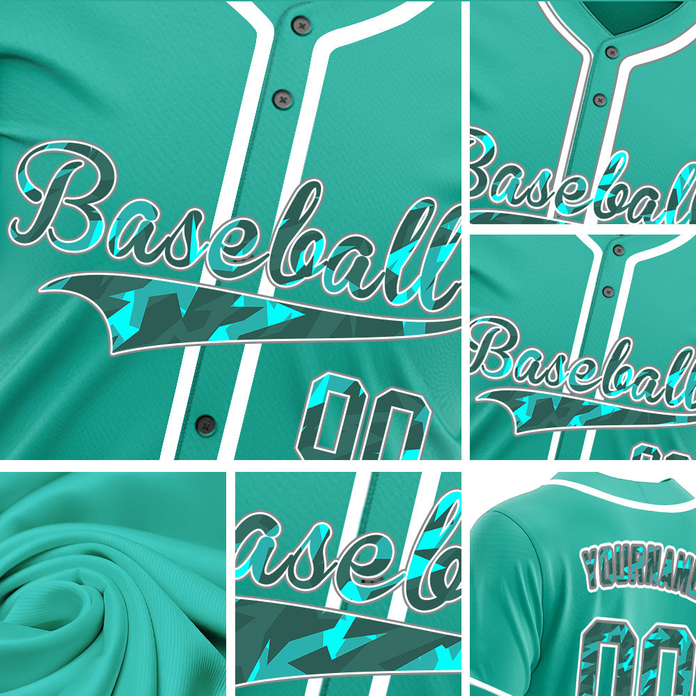Custom Shattered Green Baseball Jersey