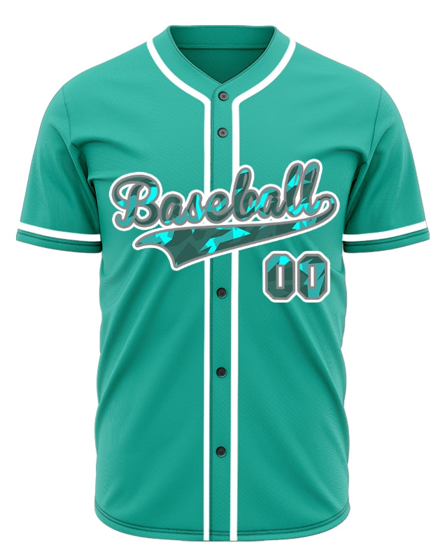 Custom Shattered Green Baseball Jersey