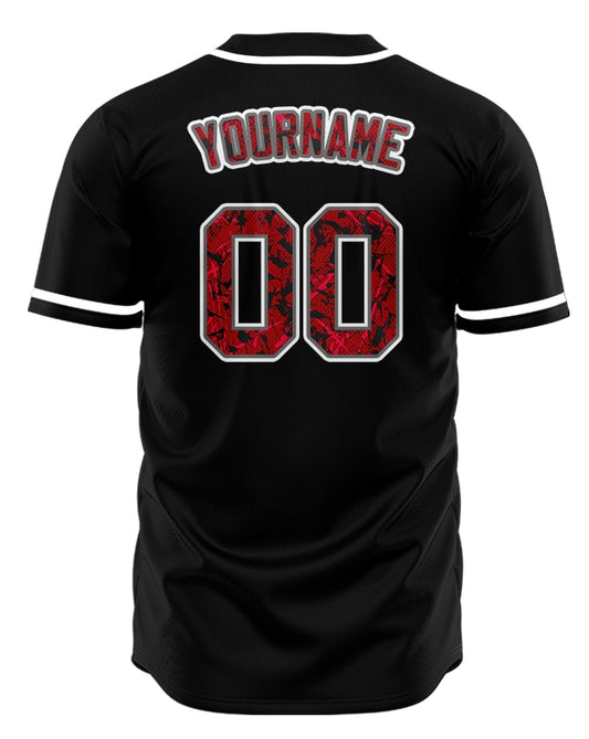 Custom Silhouette Red Black Baseball Jersey
