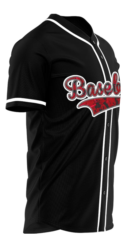 Custom Silhouette Red Black Baseball Jersey