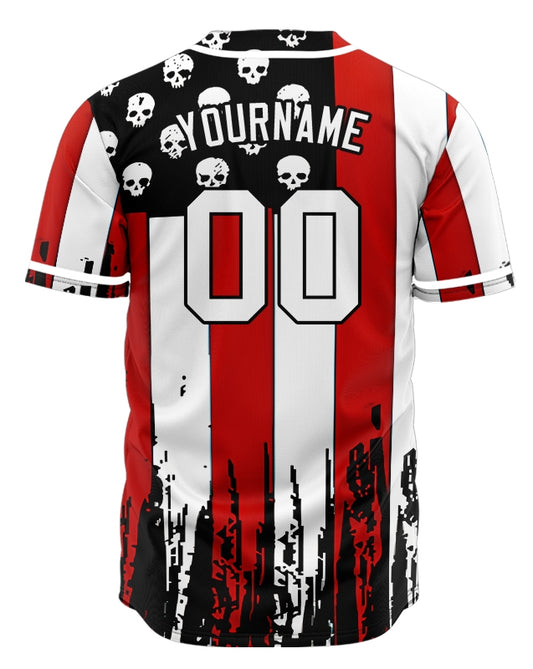Custom Skull Flag Baseball Jersey