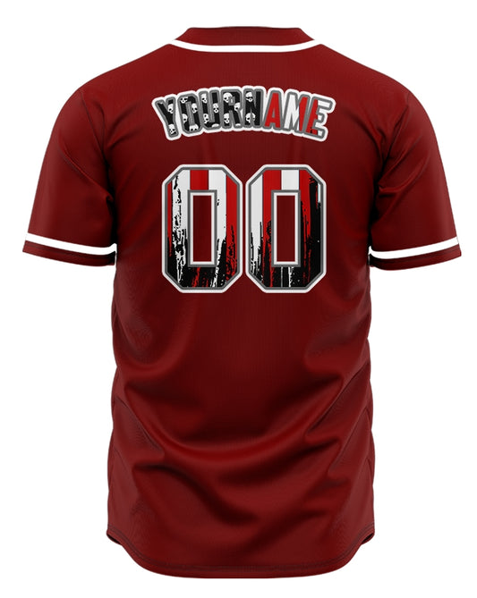 Custom Skull Flag Half Red Baseball Jersey