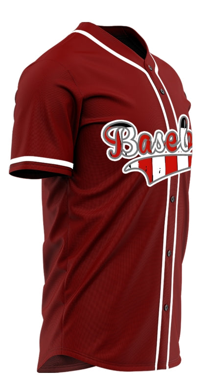 Custom Skull Flag Half Red Baseball Jersey