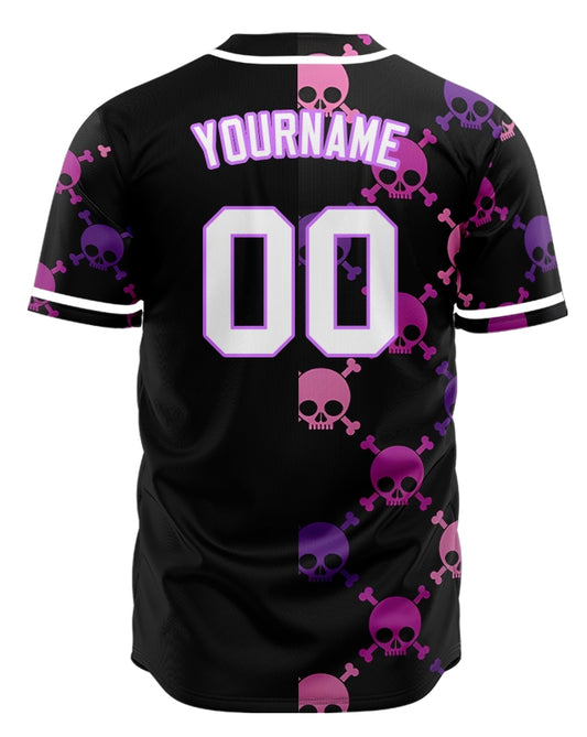 Custom Skull Purple Half Skull Baseball Jersey