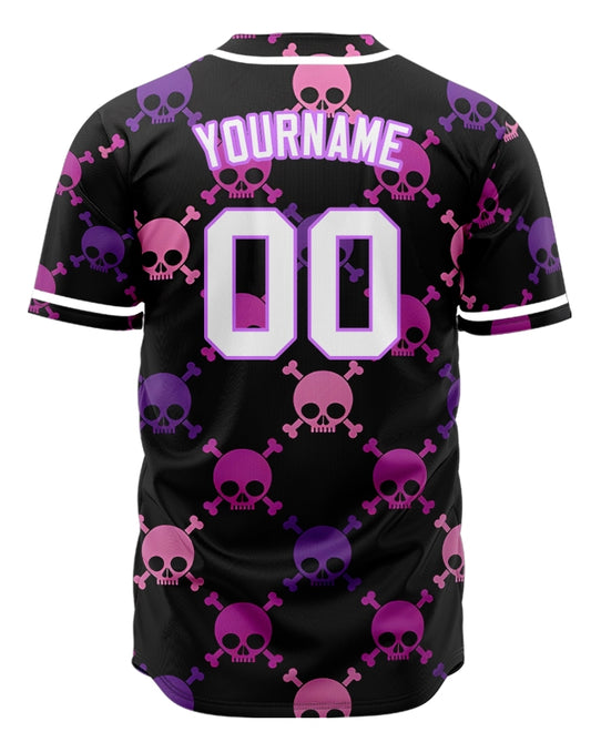 Custom Skull Purple Skull Baseball Jersey