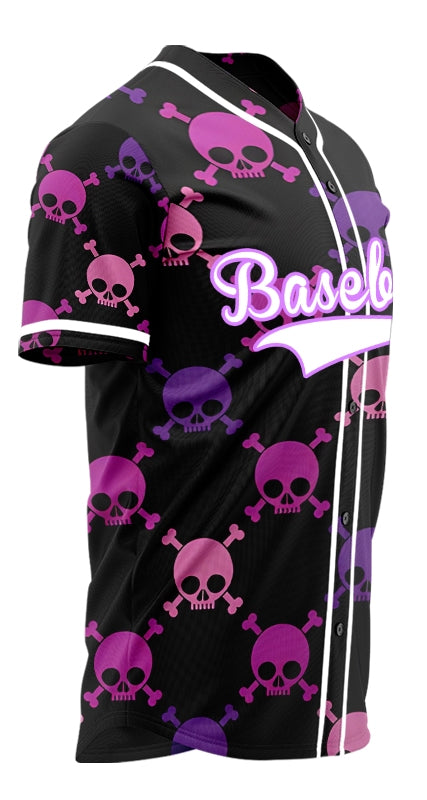 Custom Skull Purple Skull Baseball Jersey
