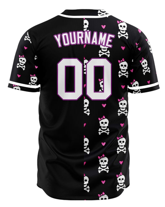 Custom Skull Small Heart Half Baseball Jersey