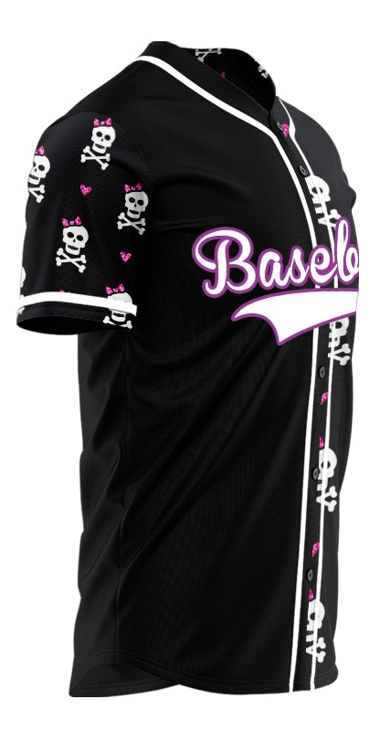 Custom Skull Small Heart Half Baseball Jersey