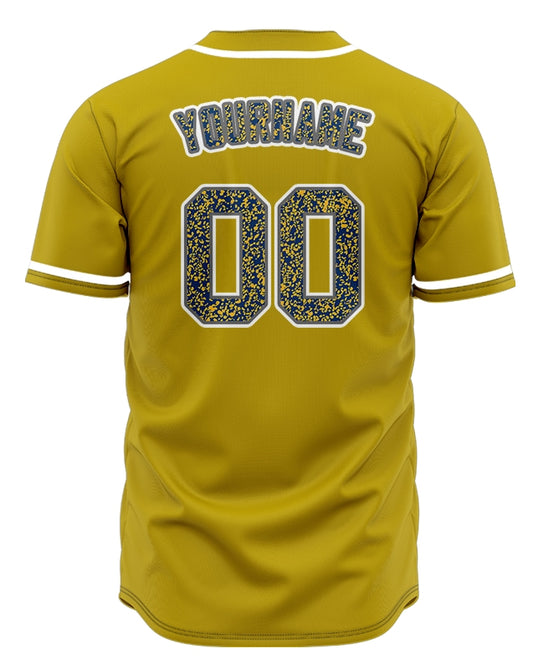 Custom Small Broken Points Yellow Blue Baseball Jersey