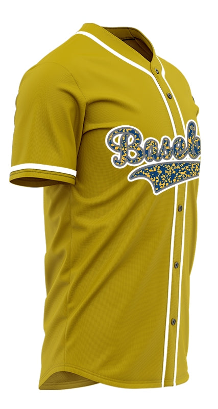 Custom Small Broken Points Yellow Blue Baseball Jersey