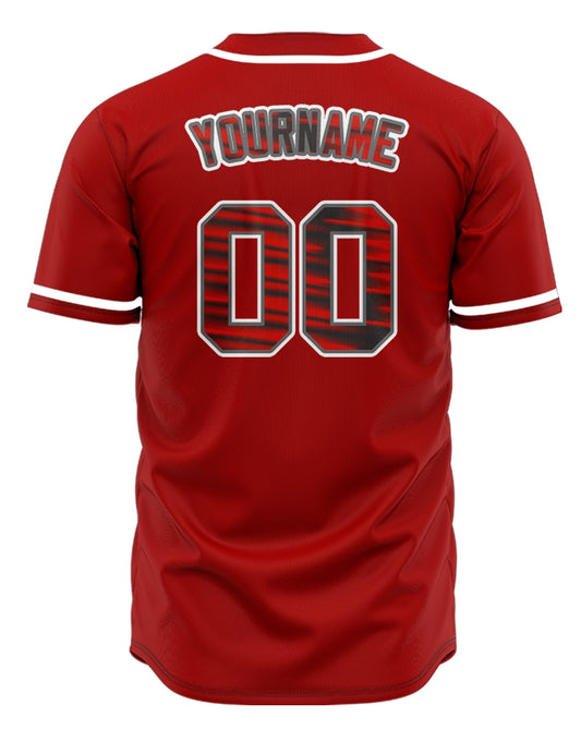 Custom Vague Lines Red Baseball Jersey