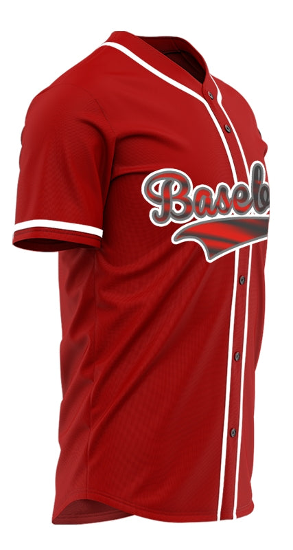 Custom Vague Lines Red Baseball Jersey