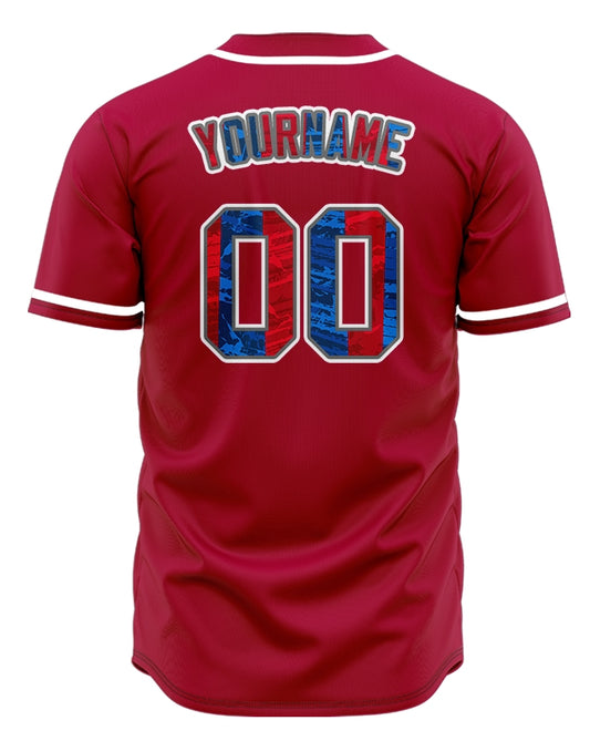 Custom Vertical Lines Blue Red Baseball Jersey