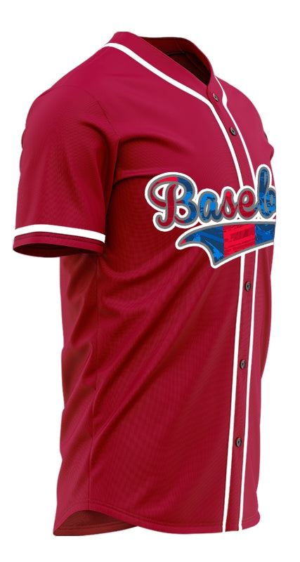 Custom Vertical Lines Blue Red Baseball Jersey