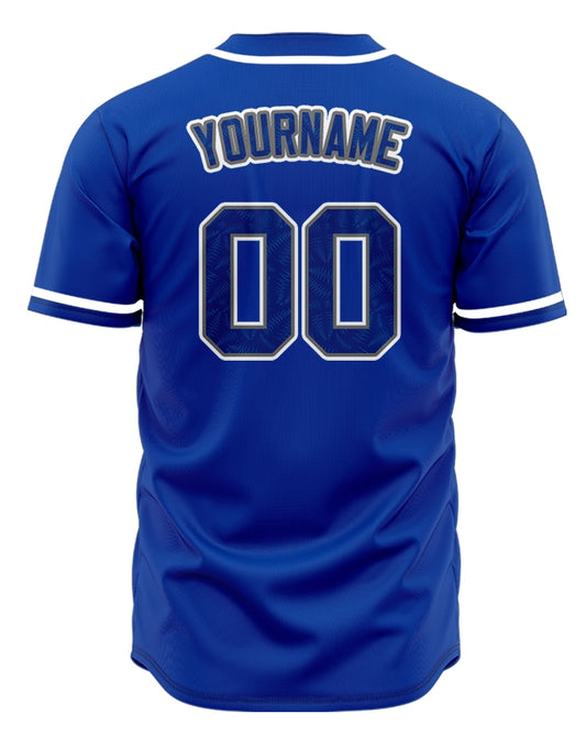 Custom Wave Blue Baseball Jersey