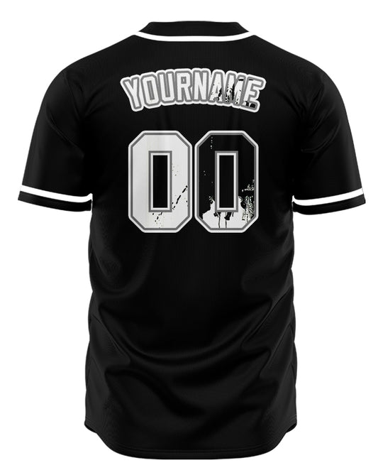 Custom White And Black Ink Baseball Jersey