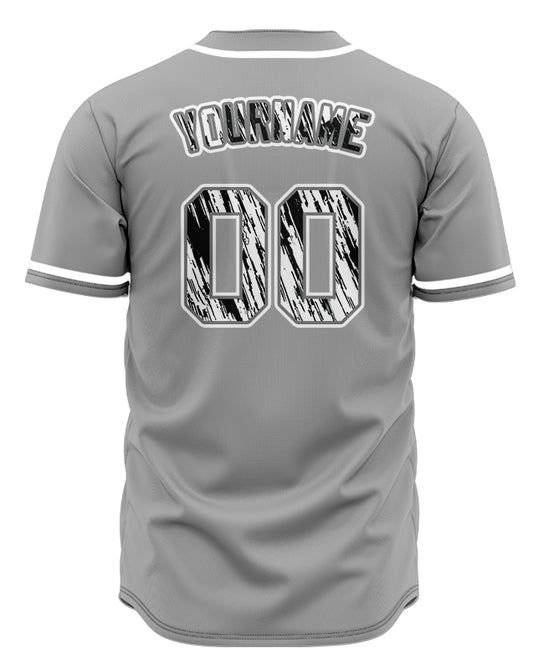 Custom White Black And Grey Baseball Jersey