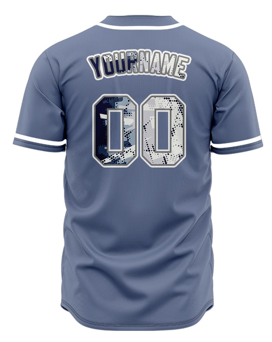 Custom White Blue Halftone Baseball Jersey