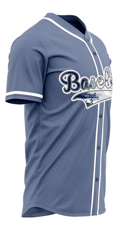 Custom White Blue Halftone Baseball Jersey