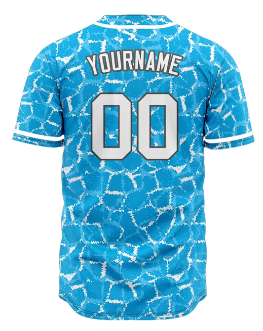 Custom White Blue Ice Cracks Baseball Jersey