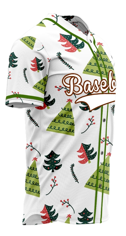 Custom White Christmas Trees Baseball Jersey