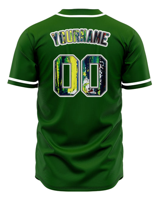 Custom White Green Yellow Ink Baseball Jersey