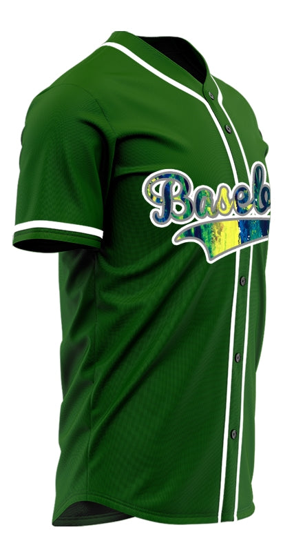 Custom White Green Yellow Ink Baseball Jersey