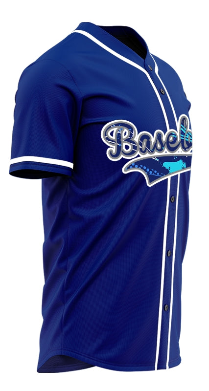 Custom White Light blue Ink Baseball Jersey