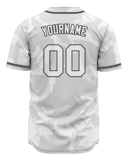 Custom White Light Grey Ink Baseball Jersey