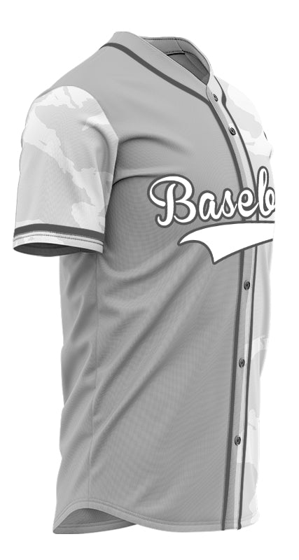 Custom White Light Grey Ink Half Baseball Jersey